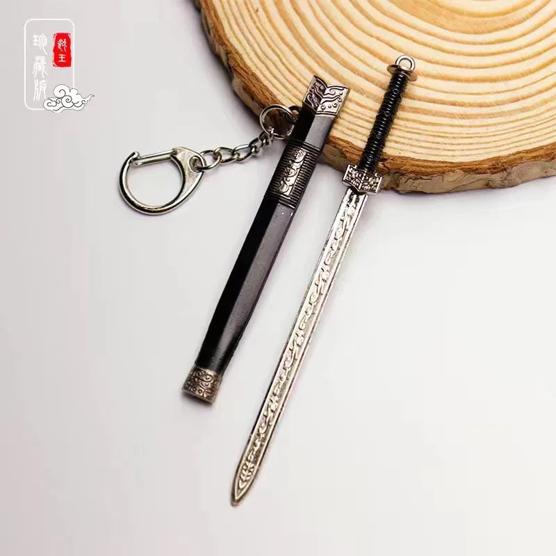 Mini Sword With Sheath China Ancient Sword Zinc Alloy Tang Hengdao Han Sword Weapon Model Keychain Pendant Cosplay Accessories