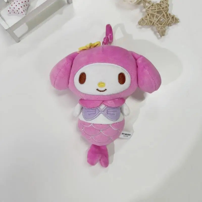 Sanrio My Melody Plush Toy Kawaii Cartoon Mermaid Keychain Soft Stuffed Doll Backpack Pendant Accessories Children Birthday Gift