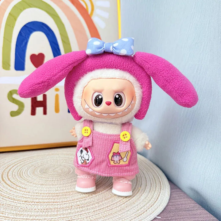 1st 2nd 3rd Gen Labubu Sitting Party Outfit Set Big Ears Pink Princess Cute Dress Up Pendant for Labubu Doll and 17cm Plush Doll