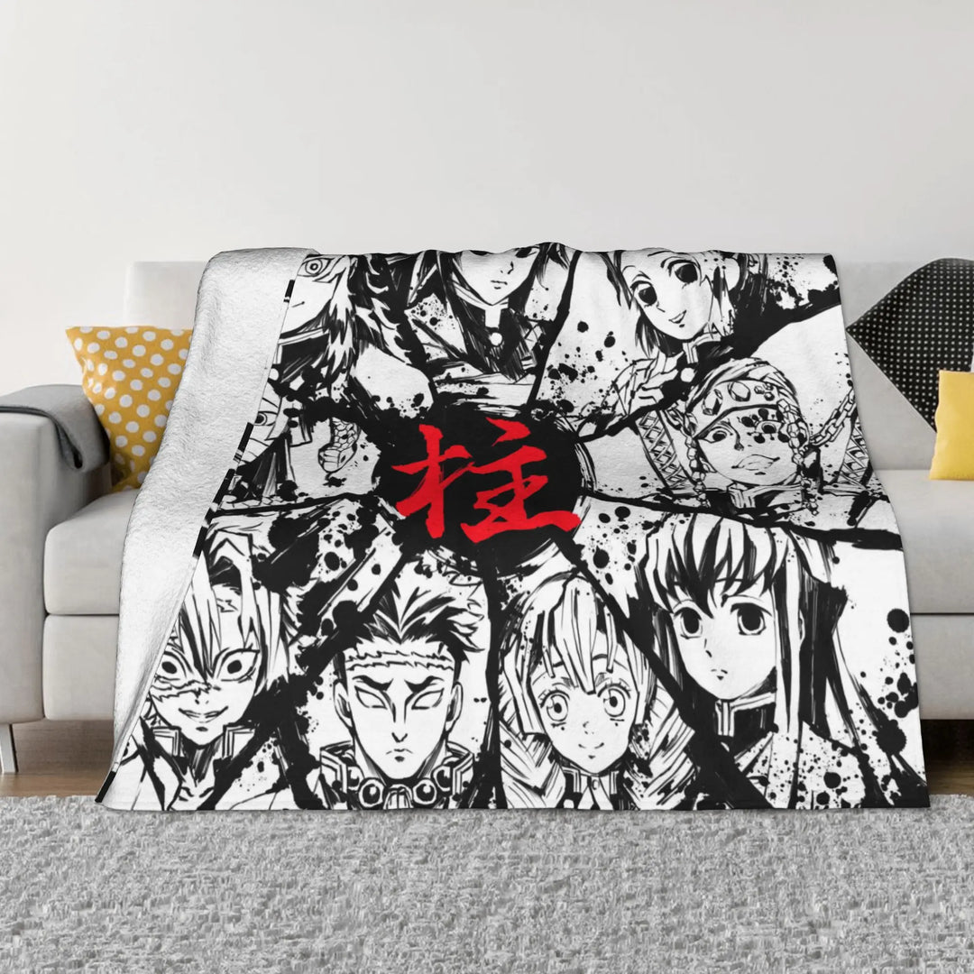 Demon Slayer Japanese Anime Blankets Coral Fleece Plush All Season Portable Soft Throw Blanket for Home Travel Bedding Throws