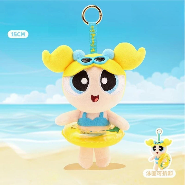 15cm cartoon The Powerpuff Girls Plush Doll Key Chain Swimming Ring Dress Up Doll Cute Backpack Pendant Children's Holiday Gift