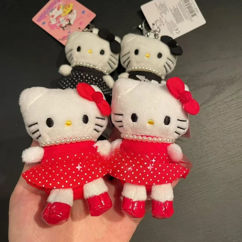 NEW Sanrio Polka Dot collection hello kitty plush toy pendant  Pearl  Black Red Skirt ME series KT cat backpack charm Girl Gift