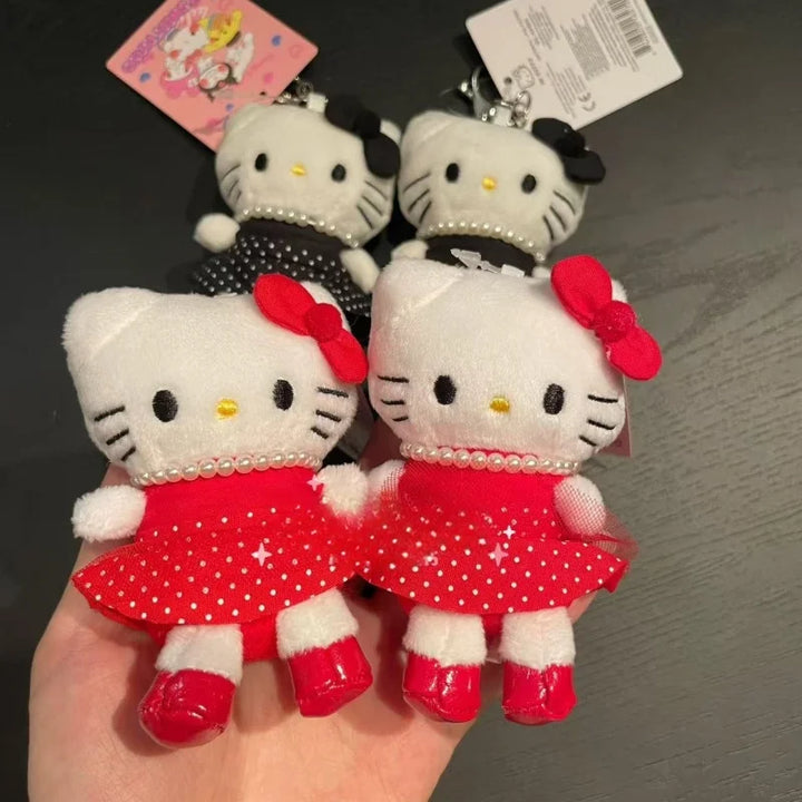 NEW Sanrio Polka Dot collection hello kitty plush toy pendant  Pearl  Black Red Skirt ME series KT cat backpack charm Girl Gift
