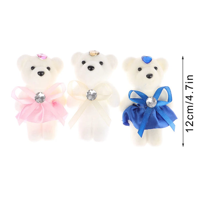 10PCS Small Teddy Bear Plush Doll Birthday Flower Bouquet Cartoon Bear Wedding Valentine's Day Decoration Christmas Gift Kid Toy
