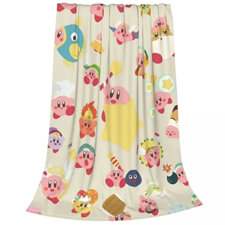 Video Games Knitted Blankets Coral Fleece Plush Kawaii Kirbyys Lightweight Thin Throw Blankets for Home Couch Bedspread