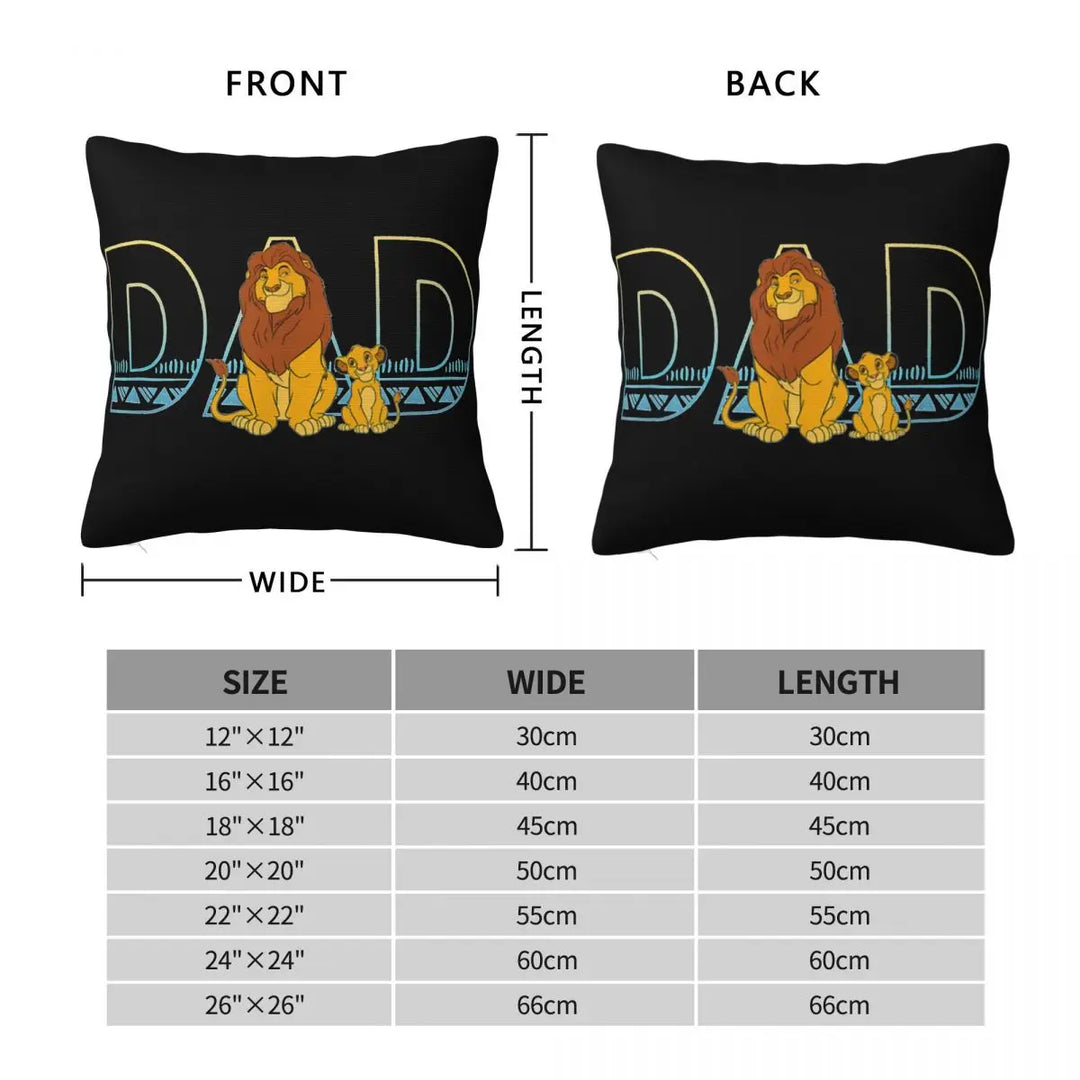 The Lion King Simba Mufasa Dad Pillowcase Polyester Cushion Cover Decorative Pillow Case Cover Home Square 45X45cm