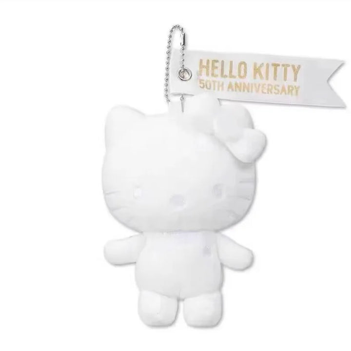 Sanrio Hello Kitty Plush Toys Kawaii 50Th Anniversary Commemorative Keychain Bag Pendant Ornament Creative Birthday Girls Gift