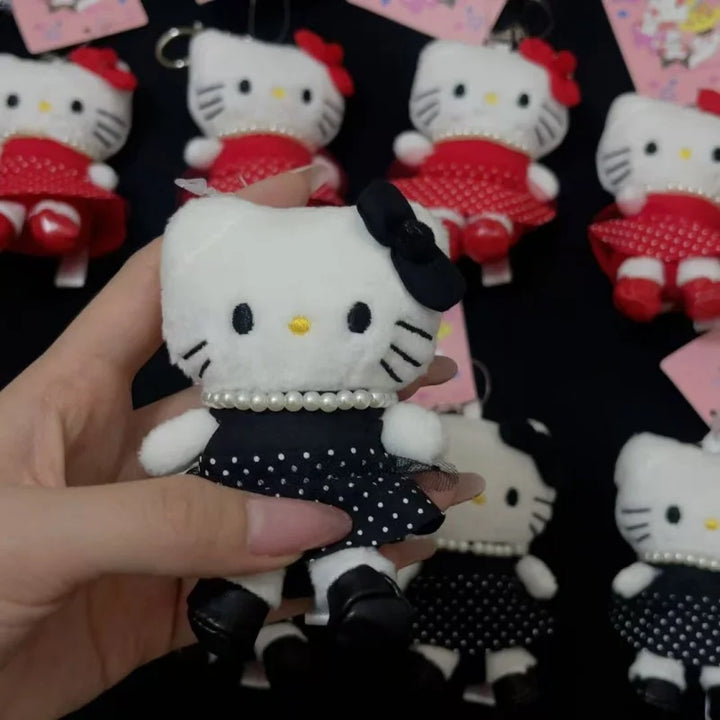 NEW Sanrio Polka Dot collection hello kitty plush toy pendant  Pearl  Black Red Skirt ME series KT cat backpack charm Girl Gift
