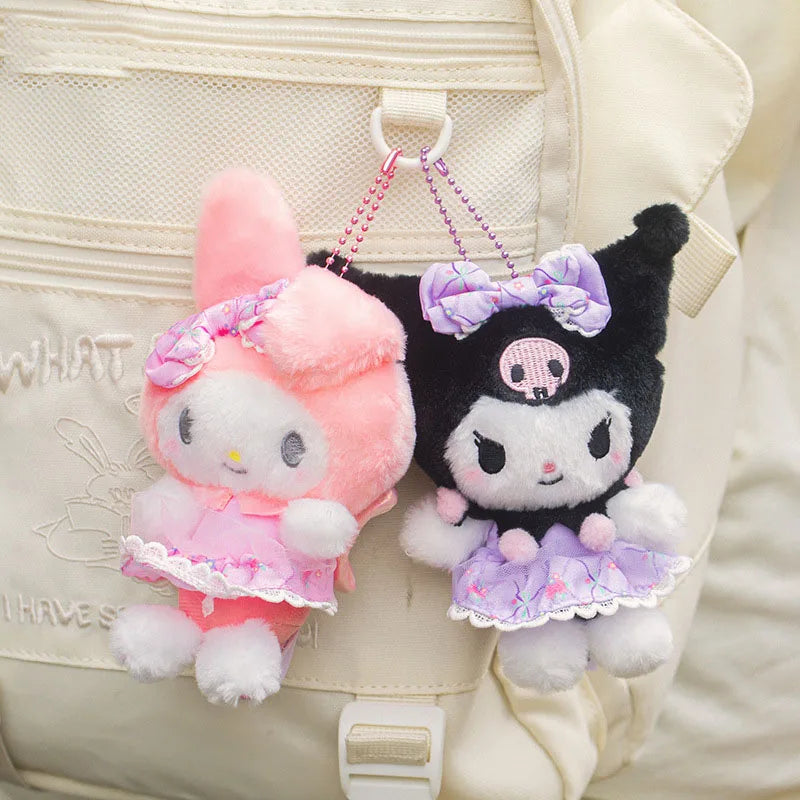 Sanrio Kuromi My Melody Kawaii Plush Toys Keychain Backpack Pendant Cartoon Doll Decoration Creative Gift for Friends' Birthday