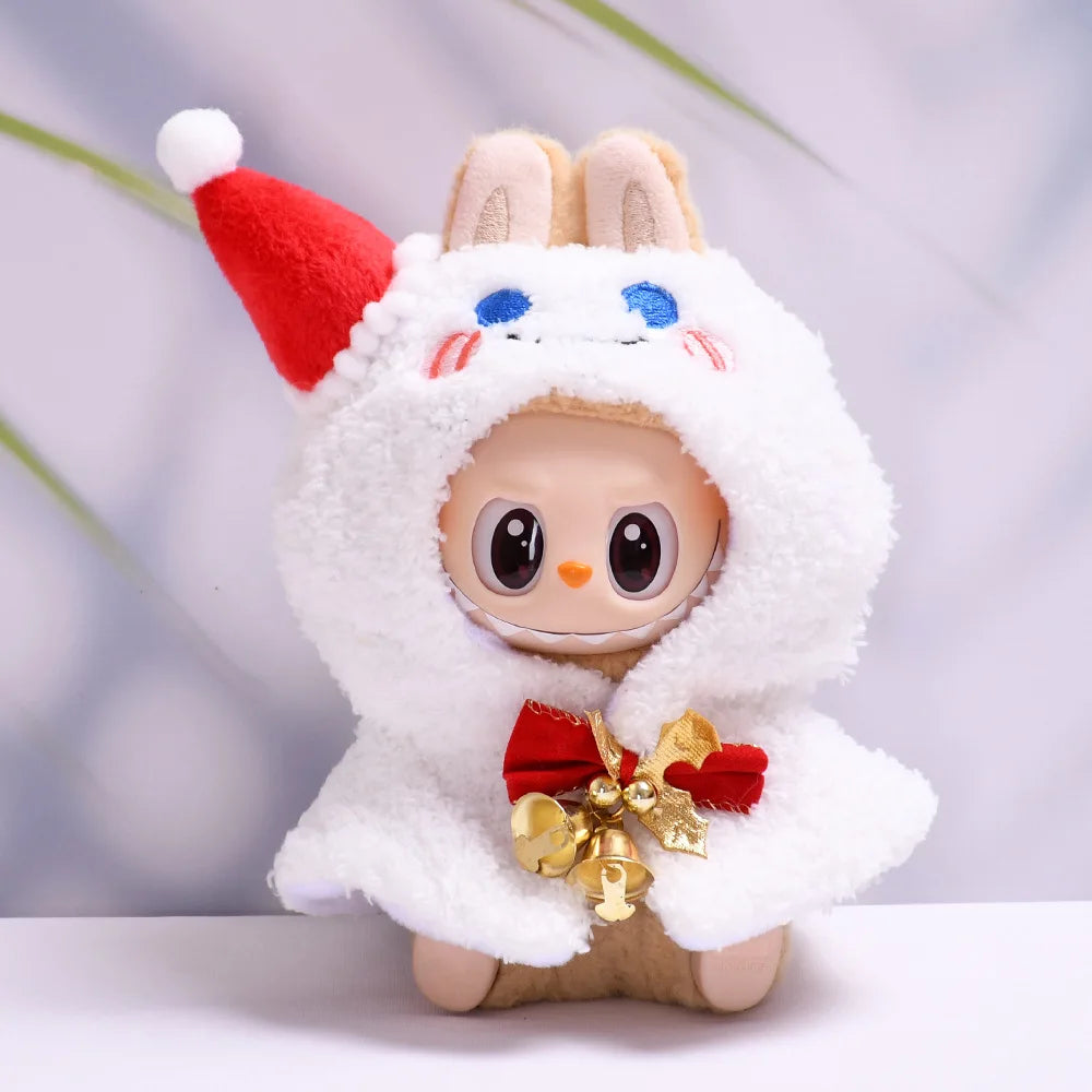 17cm Labubu I II Idol Dolls Clothes Bell Shawl Outfit Christmas Cape Snowman Deer Korea Kpop Exo Clothing Plush Doll'S Clothes