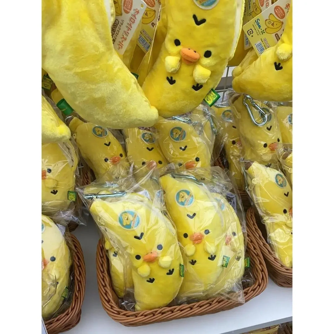 Rilakkuma Kiiroitori Chick Banana Plush Pencil Case Kawaii Student Keychain Cosmetic Organizer School Stationery Children Gifts