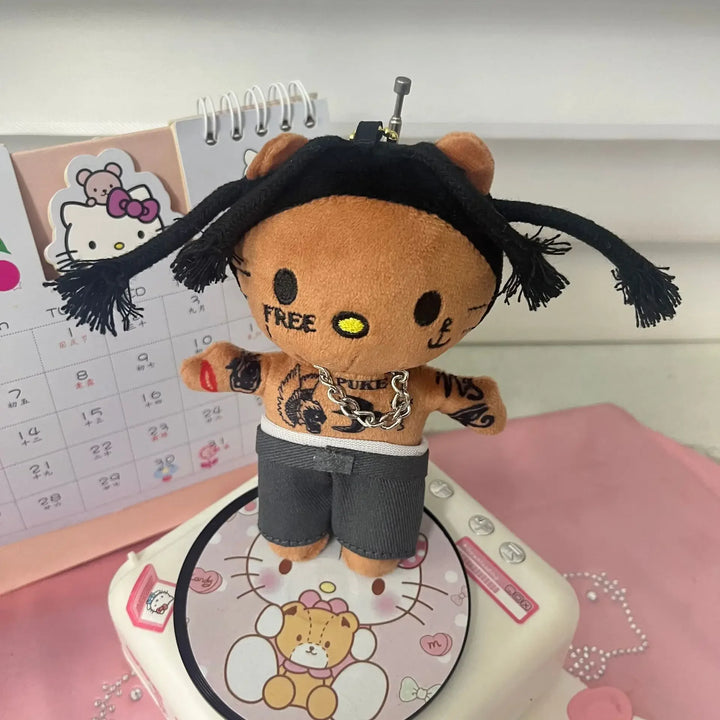 Kawaii Sanrio Hello Kitty Singer Selena Gomez PlushDoll Black  LIL Peep Doll Figure Stuffed Plush  Keychain Cartoon Gift