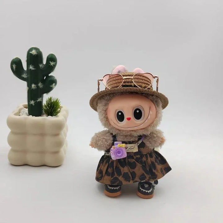 For 17cm Labubu Doll Clothing Unique Design Handmade Leopard Print Dress High-end Fashion Niche Suit Exquisite Clothing Matching