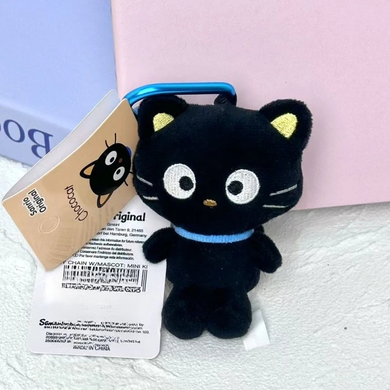 Kawaii Sanrio Chococat Plush Doll Keychain Anime cute Black Cat Bag Accessories heart buckle Chococat Stuffed Animals Small Gift
