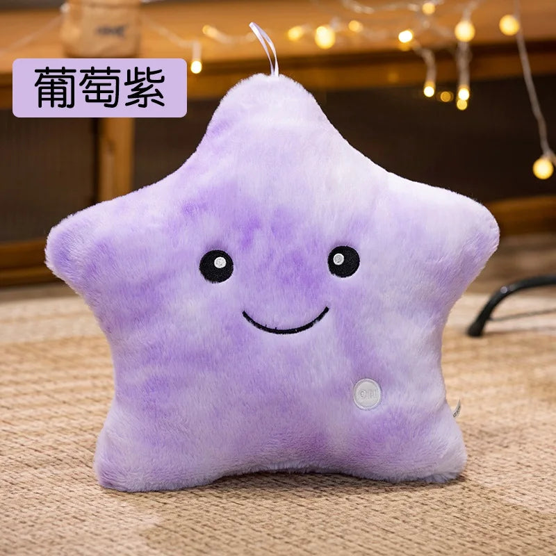 Electronic Star Plush Toy Stuffed Soft Star Pillow Doll LED Light Plush Glowing Soft Doll Baby Kid Toys Birthday Gift Home Decor