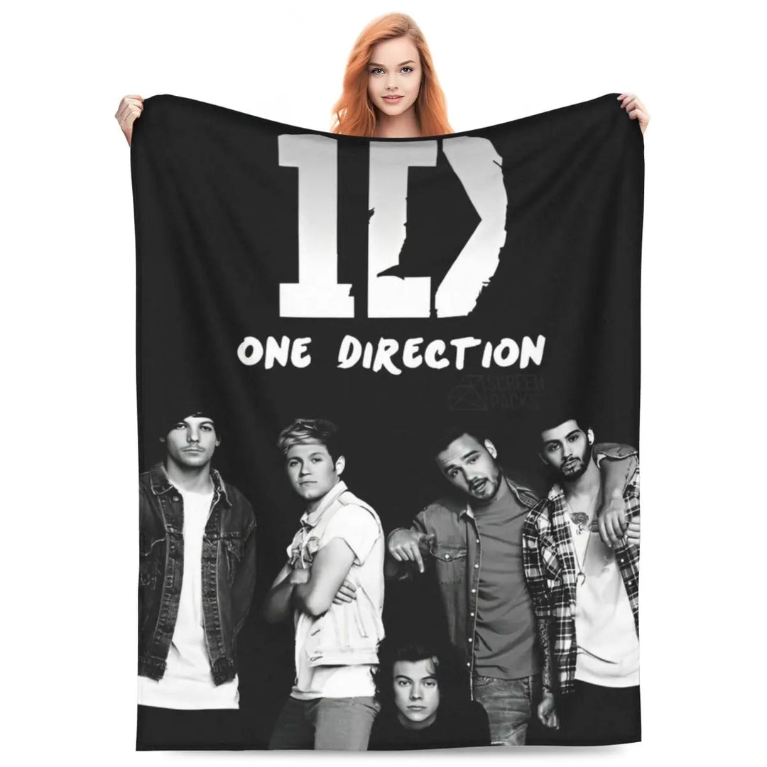 One-Direction Rock 1D Combinatio Blanket Velvet Spring Autumn Breathable Lightweight Throw Blanket for Bed Travel Bedspreads
