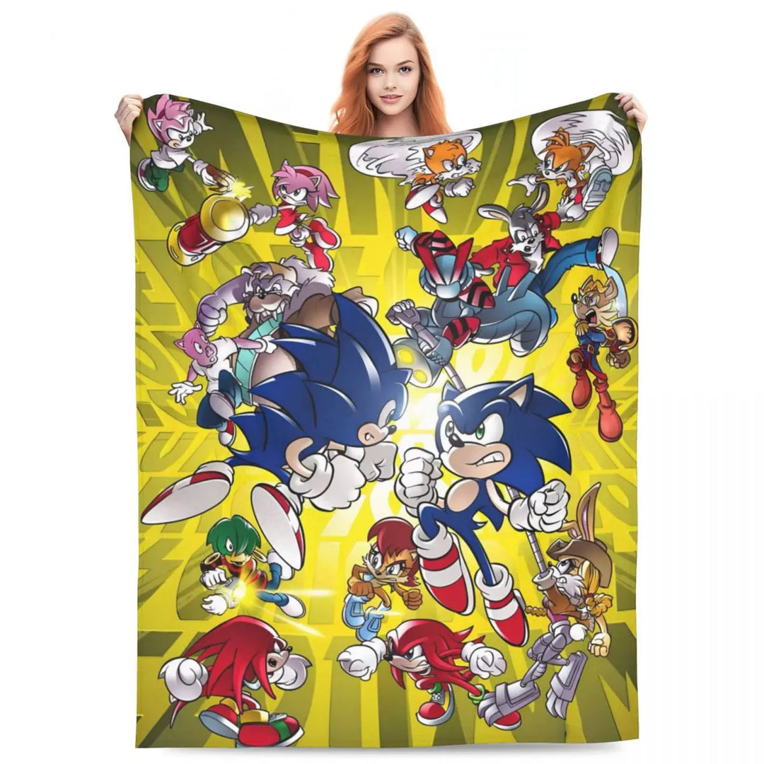 S-Sonic Game Friends Blanket Travel Office Flannel Throw Blanket For Home Decor Soft Warm Customized Quality Bedspread Gift