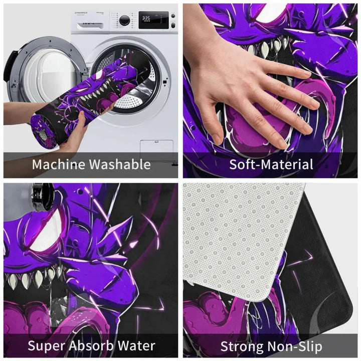 Cute Cartoon Manga Bathroom Rugs Mat Extra Soft and Absorbent Pokemon Bath Rugs Mats Carpet Non-Slip for Kitchen Shower