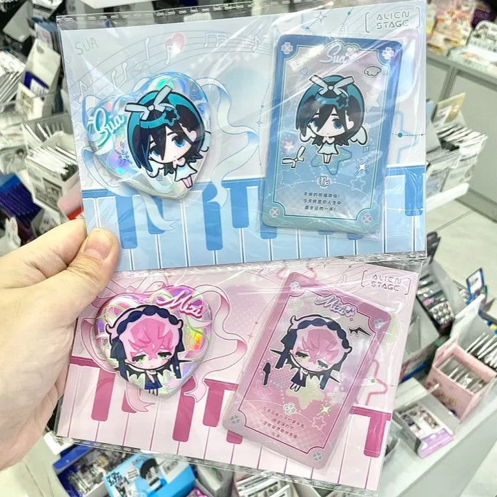 Official Anime Alien Stage Till Ivan Luka Sua Mizi Hyuna Cosplay Heart-Shaped Laser Badge Cartoon Card Emblem Cards Gift Toys