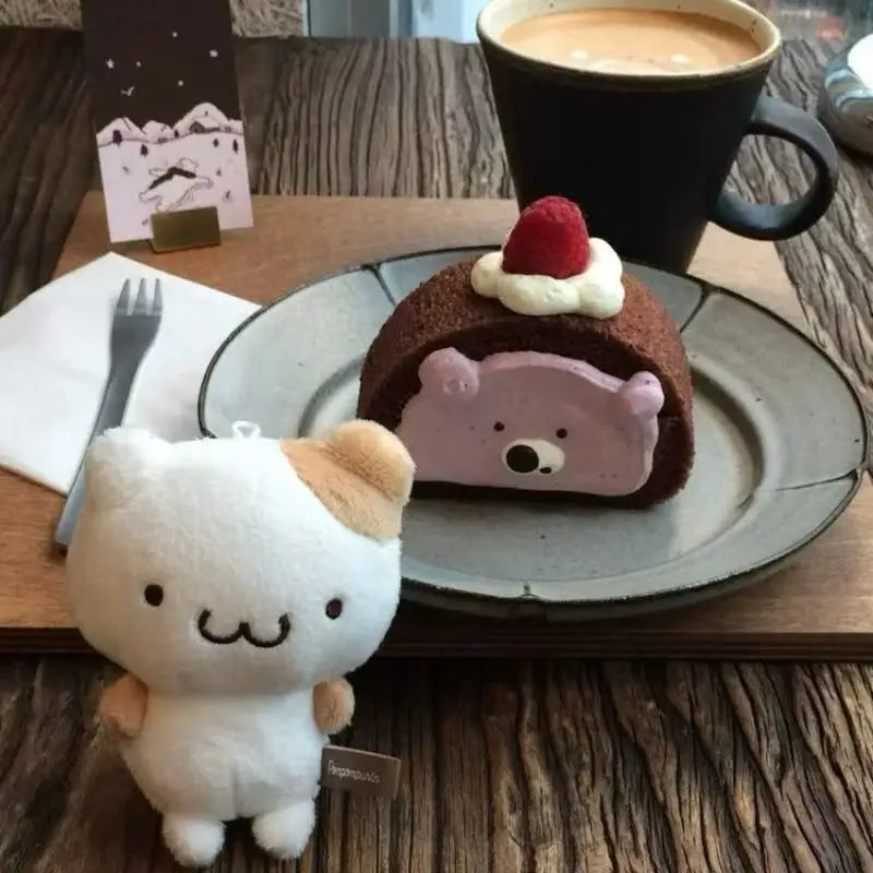 NEW Sanrio Masyumaro Fluffy Fuwa Nyanko Muffin Cat Pompompurin Plush Keychain Anime Cartoon Doll Toy Bag Pendant Toy Girly Gifts