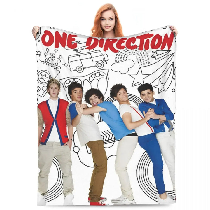 One-Direction Rock 1D Combinatio Blanket Velvet Spring Autumn Breathable Lightweight Throw Blanket for Bed Travel Bedspreads