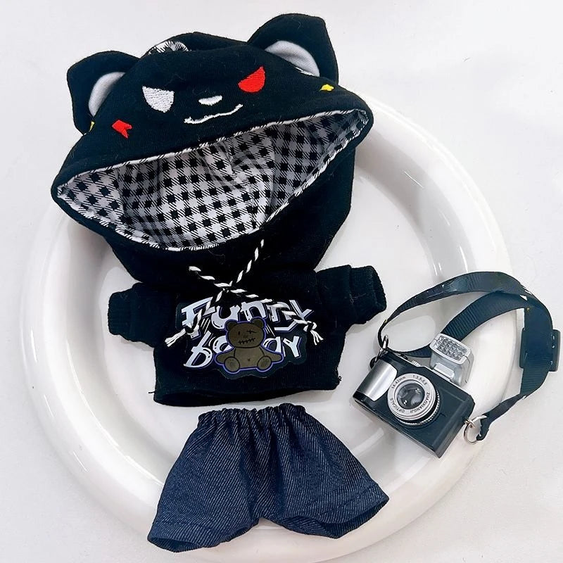15cm/17cm Labubu Doll Clothes Sitting Party 1st 2nd Generation Outfit White Black Bear Hoodie DIY Gifts