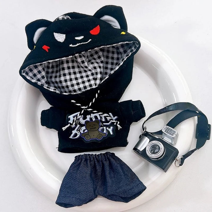 15cm/17cm Labubu Doll Clothes Sitting Party 1st 2nd Generation Outfit White Black Bear Hoodie DIY Gifts