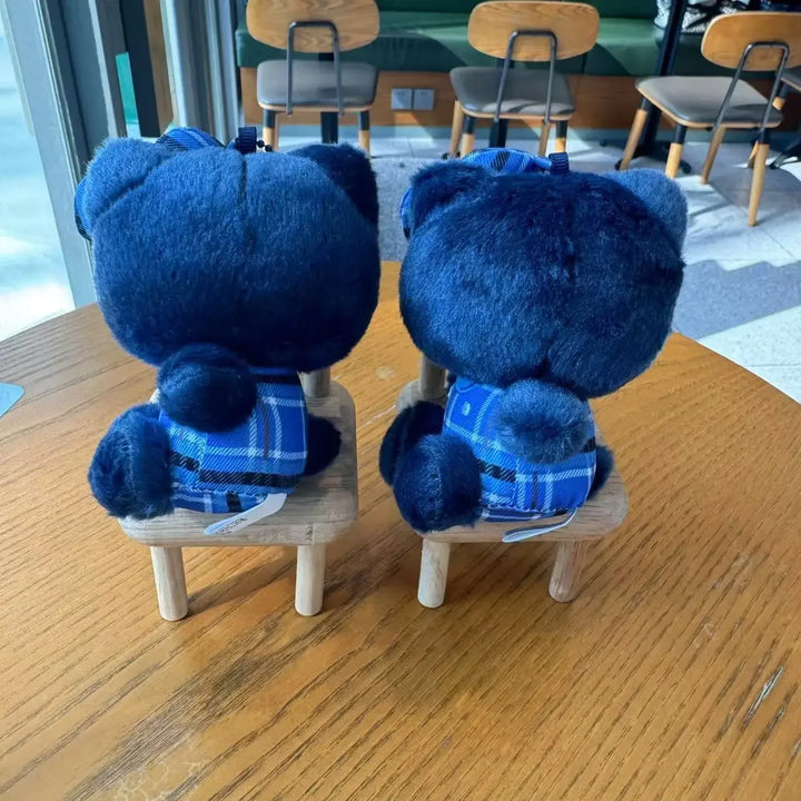 Blue Hello Kitty Plush Doll Pendant Keychain Cartoon Kitty Cat Plush Keychains Bag Accessories Gifts Car Key Pendant