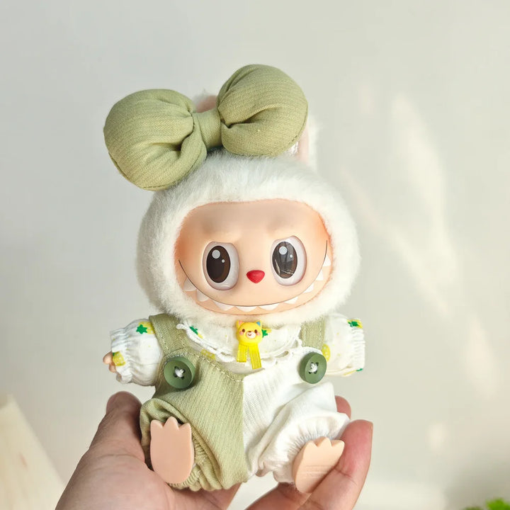 15cm/17cm Cute Mini Plush Doll Costume Dress Up Cute Sweetheart Strap Pants Accessories Straw Hat Camera Sitting Party DIY Gift