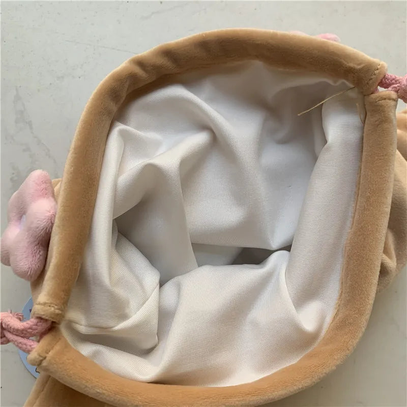 Cute Mocha Dog Drawstring Bag Pouch Cartoon Anime Kawaii Storage Organizer Bags