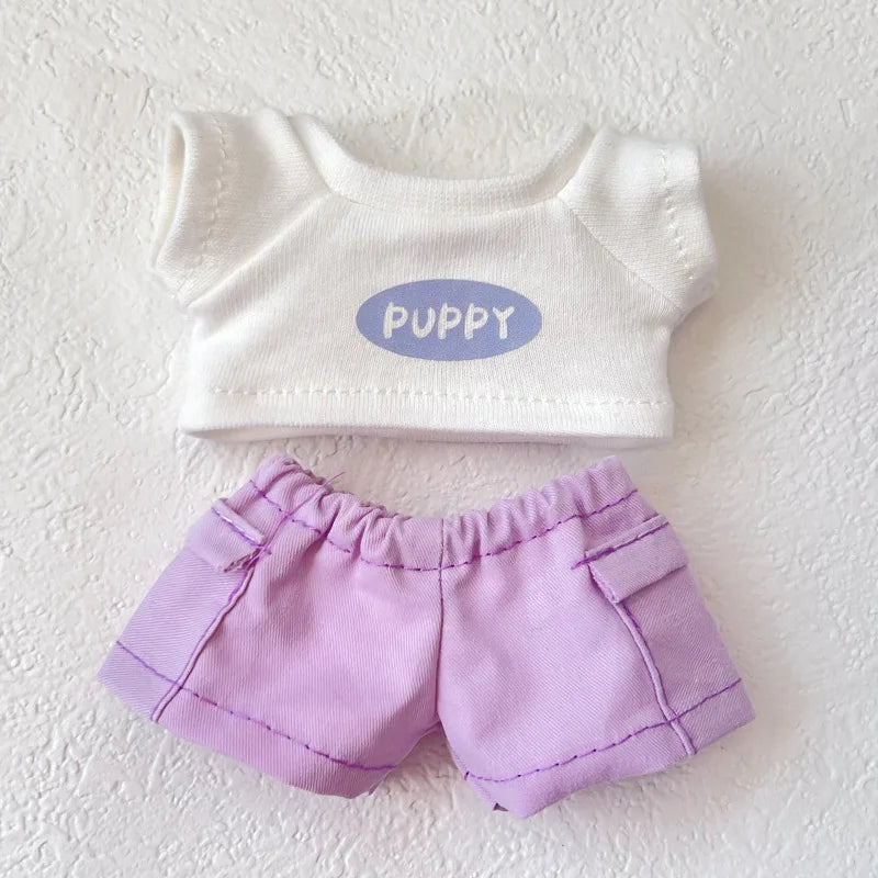 Labubu 1-3 Gen Outfits Purple/Pink T-Shirt Cargo Pants Set Tennis Bag Racket Purple Shoes/Headphones Labubu Doll Accessories