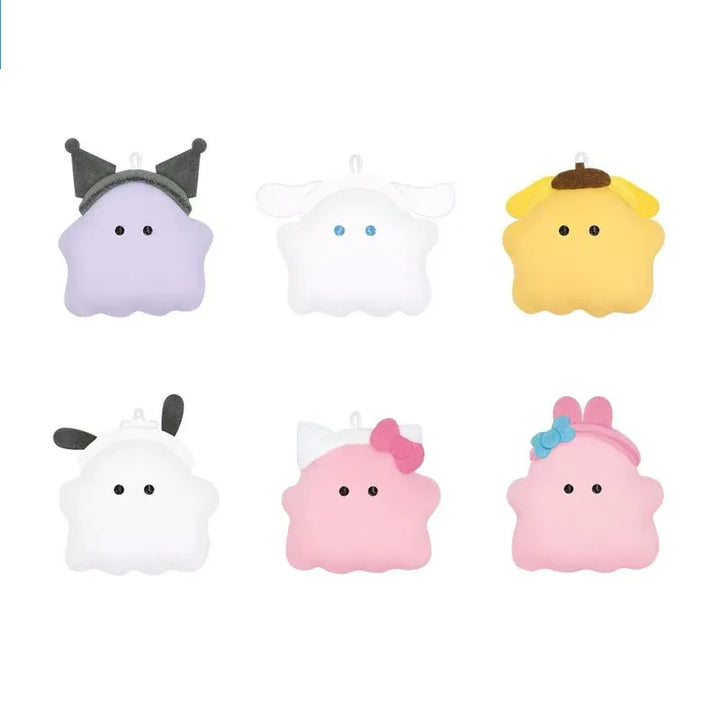 Sanrio Kawaii Kuromi My Melody Cartoon Halloween Bean Eye Ghost Plush Toy Cinnamoroll Keychain Bag Pendant Friends Festival Gift