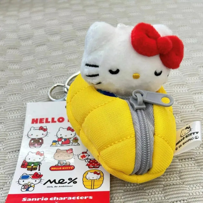 Sanrios Original Plush Doll Melody Keychain sleep baby series me Hallo Kitty Bag Pendant cute sleeping bag Kitty bag Accessories