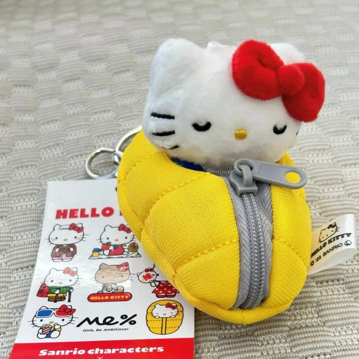 Sanrios Original Plush Doll Melody Keychain sleep baby series me Hallo Kitty Bag Pendant cute sleeping bag Kitty bag Accessories