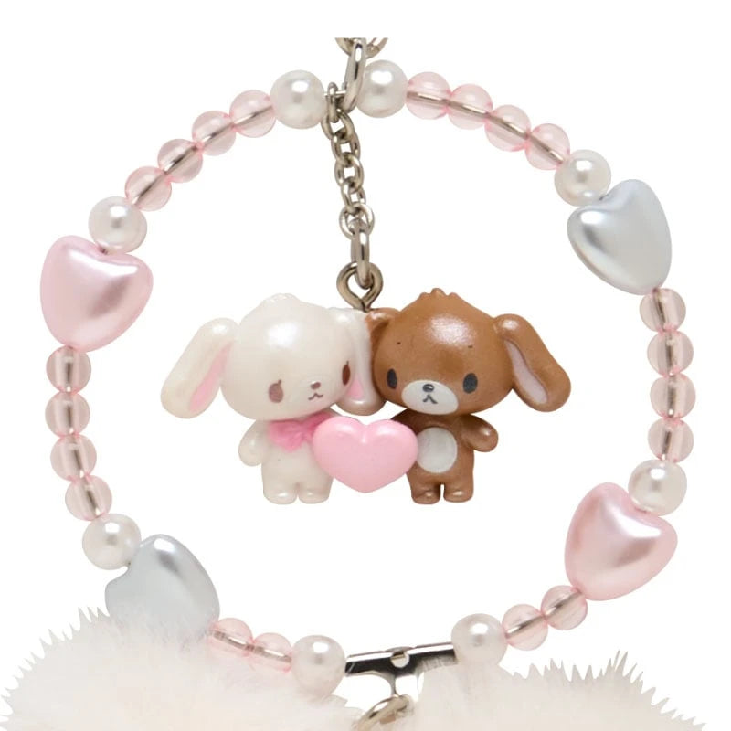 Sugarbunnies Strap Phone Keychain Fluffy Heart Shirousa Kurousa Bunny Cute Kawaii Keychains Mascot Keyholder Small Gift