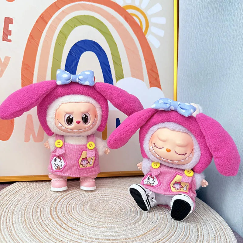 1st 2nd 3rd Gen Labubu Sitting Party Outfit Set Big Ears Pink Princess Cute Dress Up Pendant for Labubu Doll and 17cm Plush Doll