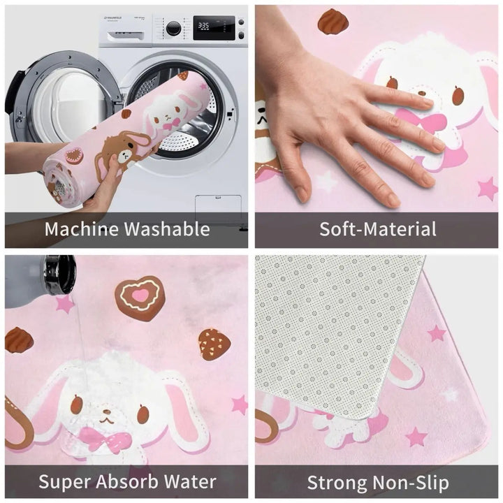 Cute Sugarbunnies Memory Foam Bathroom Rugs Ultra Soft Non-Slip Sugar Rabbit Carpet Bath Mat Water Absorbent for Shower