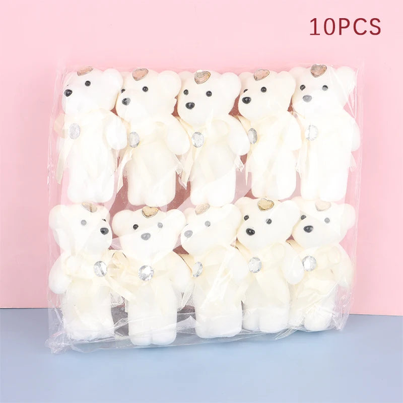 10PCS Small Teddy Bear Plush Doll Birthday Flower Bouquet Cartoon Bear Wedding Valentine's Day Decoration Christmas Gift Kid Toy