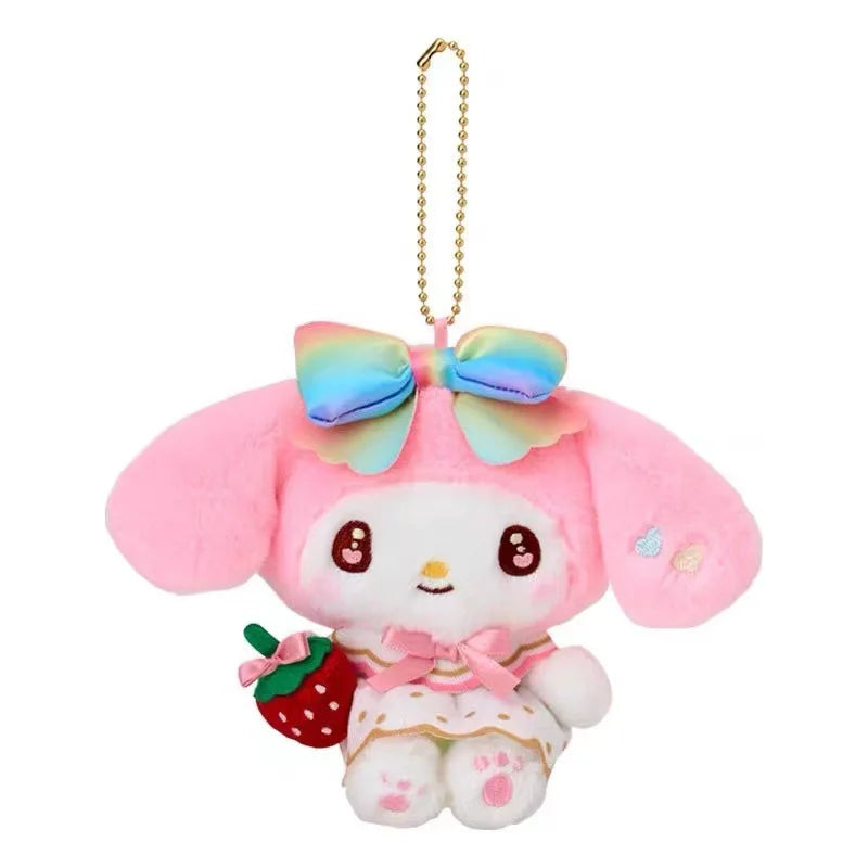 Kawaii Sanrio Hello Kitty Marrongcream Plush Toys Keychain 50Th Anniversary Strawberry News Series Kuromi Backpack Pendant Gift