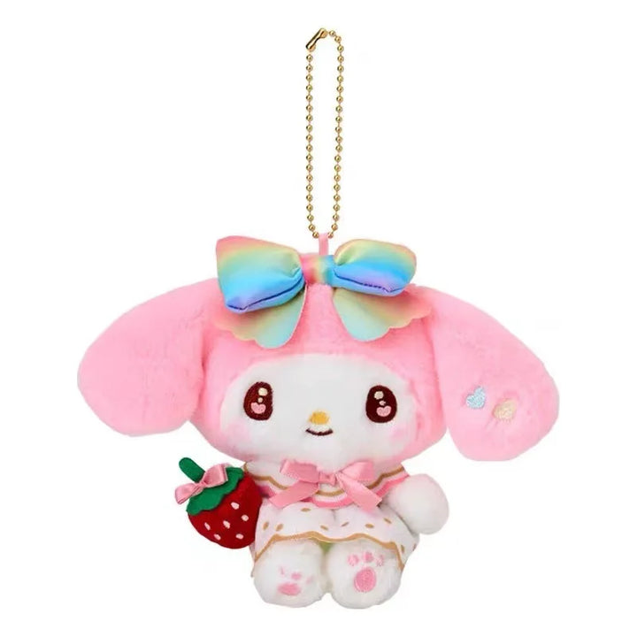 Kawaii Sanrio Hello Kitty Marrongcream Plush Toys Keychain 50Th Anniversary Strawberry News Series Kuromi Backpack Pendant Gift