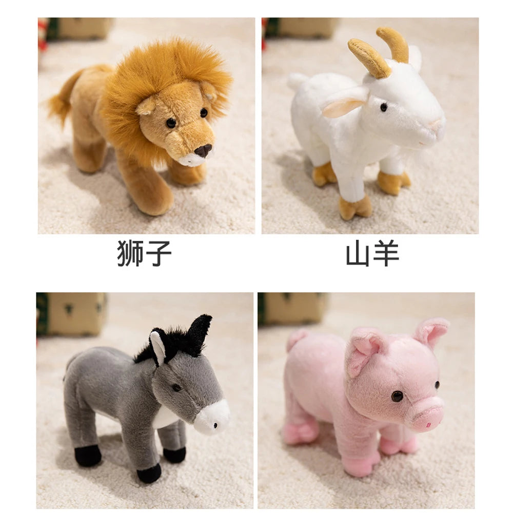 7 Inch Realistic Forest Animal Cheetah Plush Toys Grey Donkey Stuffed Toys Lifelike Sika Deer Soft Plushie Tiger Zoo Souvenir