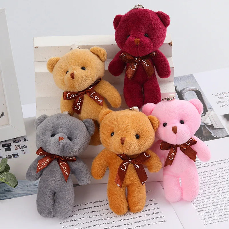 30pcs /lot Soft Stuffed Bear Toy Cute Cartoon Bear Plush Doll Keychain Bag Pendent DIY Decorative Doll Pendant Children Gift