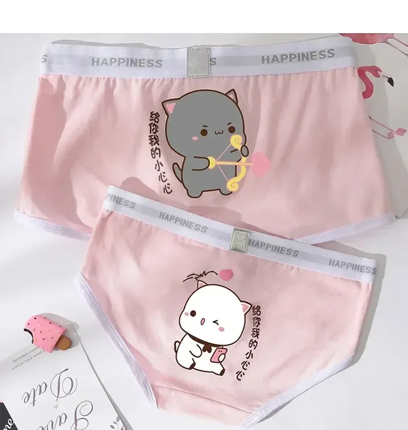 Cute Mitao Cat Underpants Couple Set Made Of Pure Cotton Cartoon Low Waisted Comfort Women Man Short Pants Confession Girl Boy