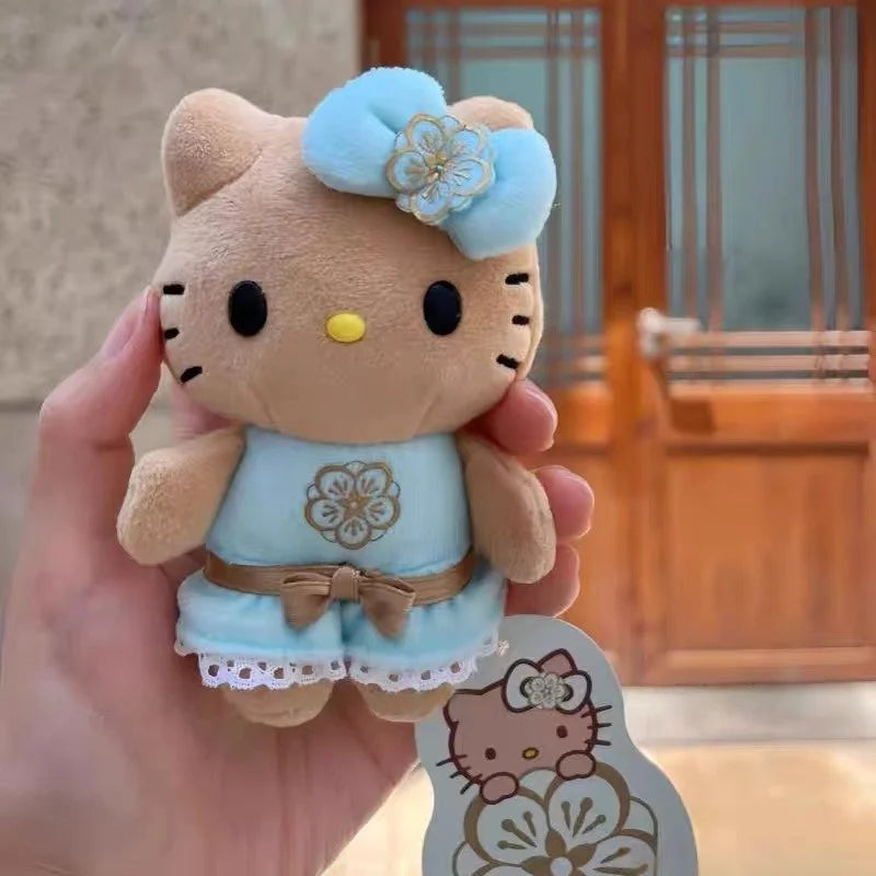 Anime Hello Kitty Plush doll Pendant  Hawaii Dark Skin Kitty Series Summer creative Surfing Sanrio keychain Bag Pendant Charms