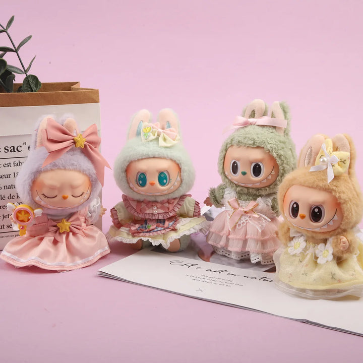 Mini Plush Doll Summer Cute Cute Dress 15cm/17cm Labubu I II Idol Doll Clothing Accessories Sitting Party Korean Kpop Exo