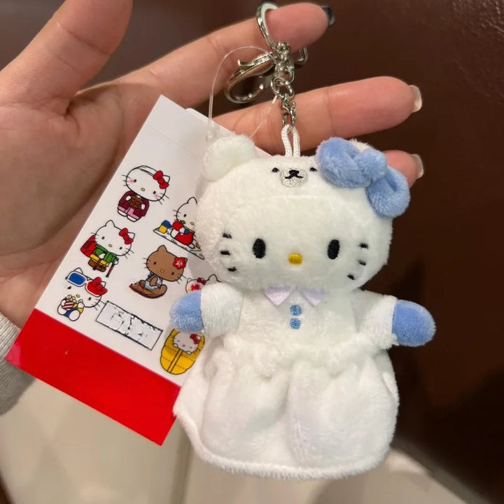 New Cartoon Hellokitty Plush keychain Sanrio plush Bag Pendant black skin Strawberry Sakura White Bear me series Plush Doll Toy