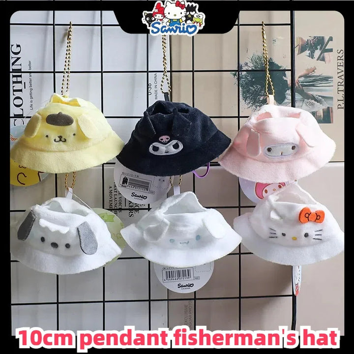 Sanrio Kuromi Doll Hat with KeyChain Labubu Kawaii Hello Kitty Kuromi Cinnamoroll Melody Pendant Cute Labubu doll accessories