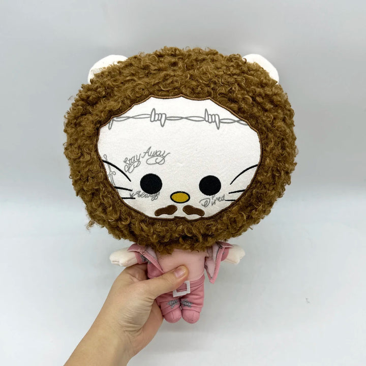 30cm Post Malone Hello Kitty Plush Doll Big Head Pink Suit Plush Toy Figure Stuffed Toys Cute Boys Girls Fans Collect Gift