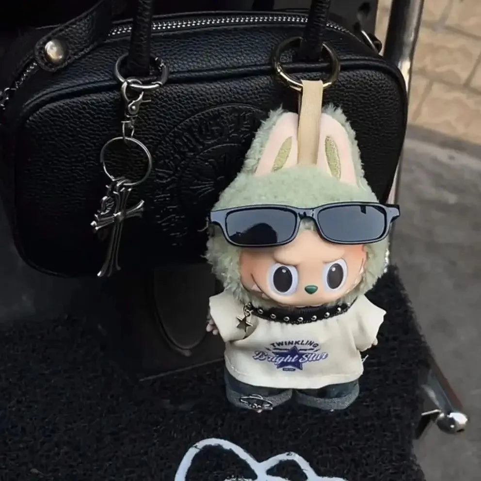 Clothes for 17cm Labubu Hip-Hop Streetwear 1-3 Gen Fit American Trendy Doll Outfits Stylish Clothes for Fashion Plush Toys