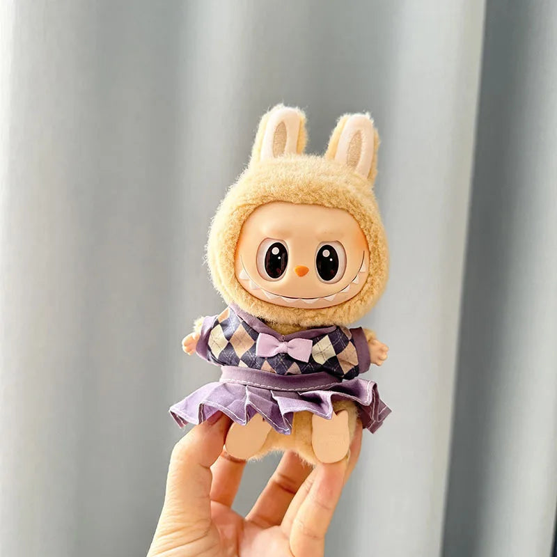 17cm Labubu Idol Dolls Plush Doll'S Strawberry Skirt Cute Clothing Hoodie No Doll Outfit Accessories Korea Kpop Exo Girls Gift